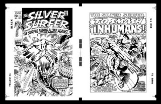 Herb Trimpe Jack Kirby Silver Surfer 18 Cover And Pg 1 Rare Lg Production Art