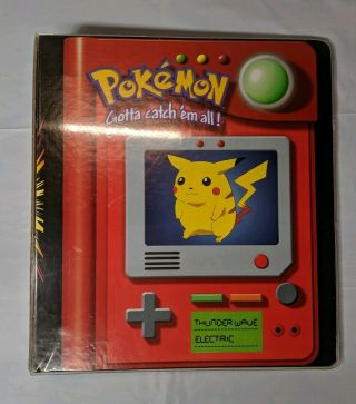 Rare Old Stock Pokemon Pikachu 3 Ring Binder 1998 Nintendo Collectors Dream