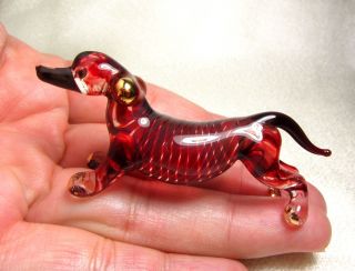 Dachshund Wiener Dog Handmade Blown Art Glass Figurine Gift - Cute