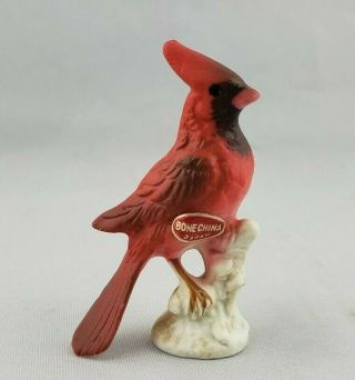 Miniature Bone China Red Cardinal Bird Figurine