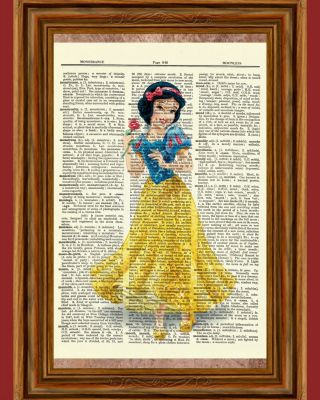 Snow White Dictionary Art Print Poster Picture Disney Princess Vintage Book