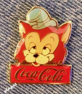 Disney Pin Gideon Cat Pinocchio Movie 15th Anniversary Wdw 1986 Coca Cola Coke