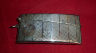 Engine Turned Solid Silver Card Case By William Devenport,  Birmingham 1925