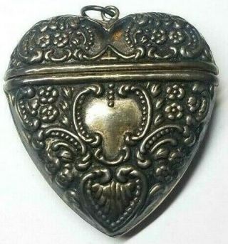 Vintage Sterling Silver Heart Shaped Match Box - Carrs Of Sheffield,  England