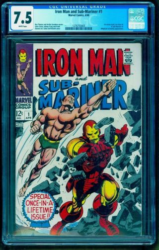 Iron Man & Sub - Mariner 1 Cgc 7.  5 White Pages See Our Sub - Mariner 1