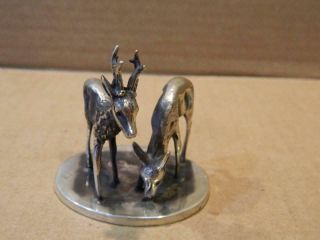 Russian 84 Sterling Silver 2 Deer Figurine Sugar Lid 1800 
