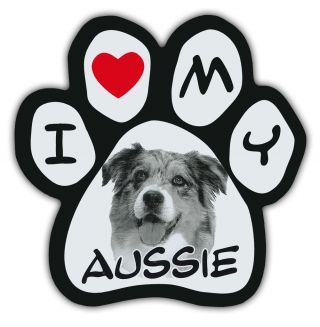 Picture Paws | Dog Paw Shaped Magnets: I Love My Aussie (australian Shepherd)