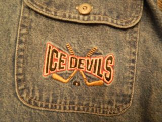 Vintage 90 ' s Looney Tunes Ice Devils Jean Jersey Hooded Shirt Adult Medium Bugs 3