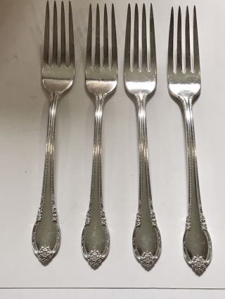 4 Dinner Forks Remembrance Rogers International Silver Silverplate 7 1/2 " 1948