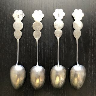 19/20th C Chinese Sterling Silver Export Spoons SET OF 4 Lucky Scholar Art 65.  6g 8