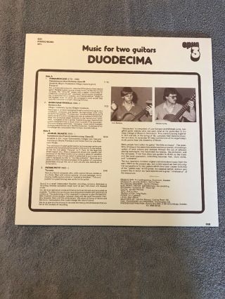 Duodecima - Music For Two Guitars Opus 3 8201 Audiophile LP 2