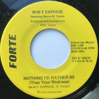Mwt Express - Nothing I’d Rather Be - 45 Rare Soul Funk Forte 1975 Listen