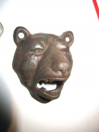 Antique Cast Iron Figural Bear Head Wall Mountnbottle Opener In