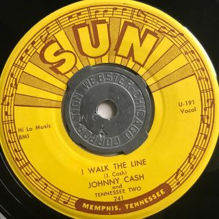 Johnny Cash Sun 241 1956 - I Walk The Line 45 Rpm Record Nm - Hear