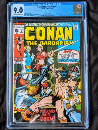 Conan The Barbarian 2 Cgc 9.  0 Vf/nm 12/1970 Vol.  1,  Marvel Comics,  Barry Smith C