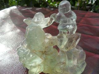 Antique Chinese Carved Rock Crystal Figure Of A Scholar And Young Boy Statue