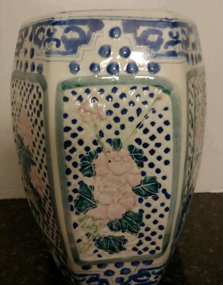 Vintage Chinese Porcelain Garden Seat/ Stool H.  12 