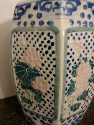 Vintage Chinese Porcelain Garden Seat/ Stool H.  12 