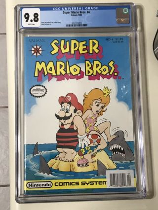 Mario Bros.  4 Cgc 9.  8 Valiant 1990 Nintendo Comic System