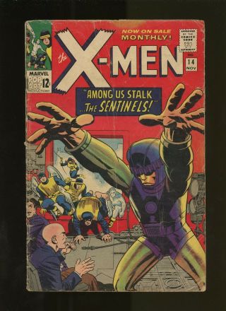 X - Men 14 Gd,  2.  5 1 Book (1965 Marvel) 1st App Sentinels & Bolivar Trask Roth