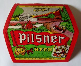 1959 Old Style Pilsner Beer Paper Label Molson Regina Brewery Ltd