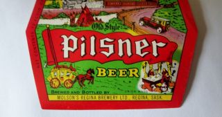 1959 OLD STYLE PILSNER BEER PAPER LABEL MOLSON REGINA BREWERY LTD 3
