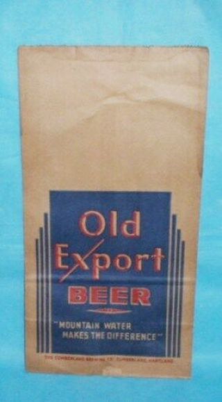 Old Export Beer Paper Bag Cumberland Md.