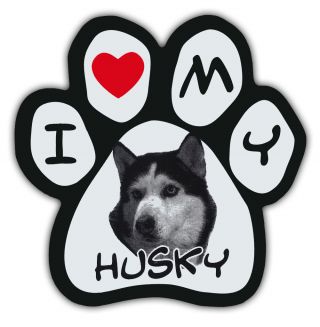 Picture Paws | Dog Paw Shaped Magnets: I Love My Husky (siberian) | Car Magnet