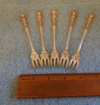 Vintage A.  S.  C.  O " Moselle " Grape Pattern Silverplate Cocktail Forks 5 1/4 Inches