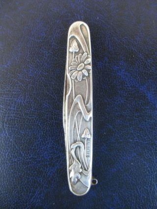 Antique Victorian Art Nouveau Floral Ornate Sterling Silver Folding Pocket Knife 2