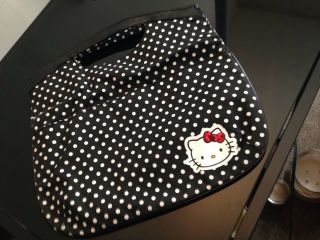 Black & White Polka Dot Hello Kitty Fold Over Clutch Purse Bag Handbag Cute
