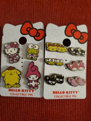 Hello Kitty 10 Mini Pin Set My Melody Keroppi Purin Slippers