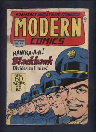 Modern Comics 55 Classic Blackhawk Golden Age Cover Bill Ward Torchy,  Choo - Choo