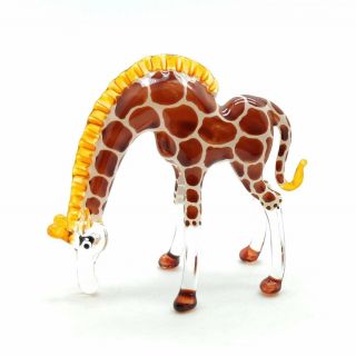 Figurine Animal Hand Blown Glass Giraffe Giraffa - Gpgf007
