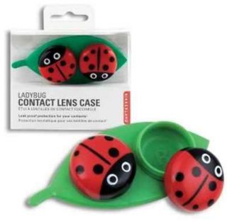Contact Lens Case Ladybug On Leaf Kikkerland Home Travel Eye Care Cute