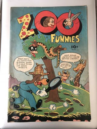 Zoo Funnies 1 (101) 1st Charlton Comic Rare Sherlock Holmes 1945