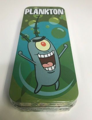 Burger King Spongebob Squarepants Plankton Toy Watch In Tin 2004 Dented Tin