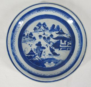 Qing China Trade Export Blue Willow Nanking Pattern Porcelain Tea Pot Tray Yqz