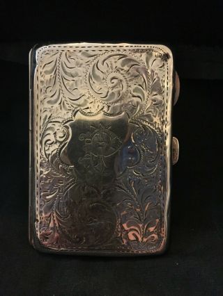Solid Silver Card/cigarette Case Birmingham 1908 With Some Dents