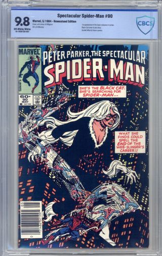 Spectacular Spider - Man 90 (news) Cbcs 9.  8 Milgrom,  1st Black Costume,  Black Cat