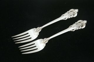 (2) Wallace Grand Baroque Sterling Silver 6 - 1/2 " Salad Forks Nm 86g