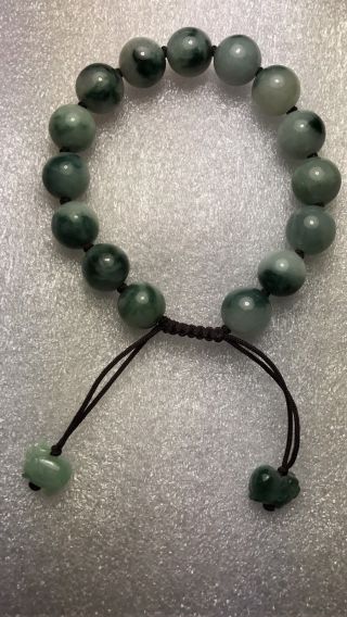 100 Natural Burmese Jadeite Jade Adjustable Woven Beaded Bracelet Grade A 78