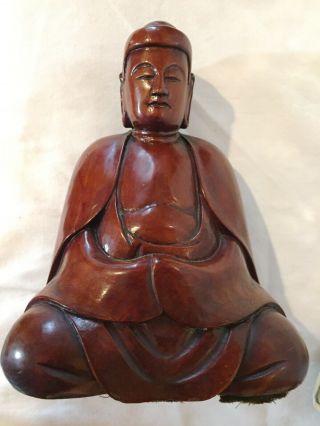 C1930 Or Earlier Antique - Hand Carved 7.  5 " Tall Buddha Wood Asian Japan China?