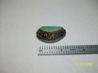 c1900 CHINESE CARVED WHITE & GREEN JADE SILVER FILIGREE MOUNTED BROOCH pin 2