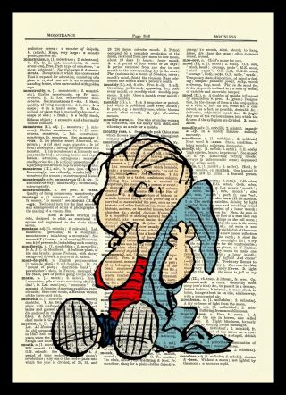 Linus With Blanket Charlie Brown Dictionary Art Print Picture Poster Peanuts