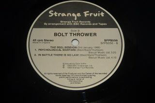 BOLT THROWER THE PEEL SESSIONS 1988 STRANGE FRUIT / BBC UK 12 