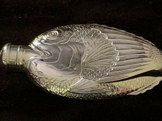 Vintage 1950 ' s Towle Fish Silver Plated Flask Drink Like A Fish 3