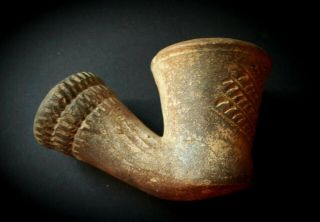 18TH CENTURY OTTOMAN LARGE ORNATE RED CLAY TOBACCO PIPE - GREAT PATINA ca.  1720 4