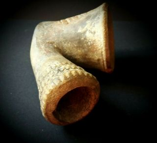 18TH CENTURY OTTOMAN LARGE ORNATE RED CLAY TOBACCO PIPE - GREAT PATINA ca.  1720 8