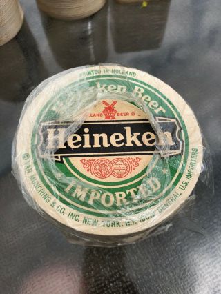 Heineken Beer Coasters 50 Pk Old Stock Plastic Sleeve Vintage